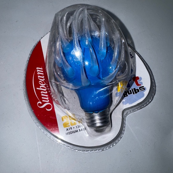 Sunbeam Other - Vtg Blue Spiky Silicone Art Light Bulb Sun‎ Beam Sealed Holiday Decor Retro